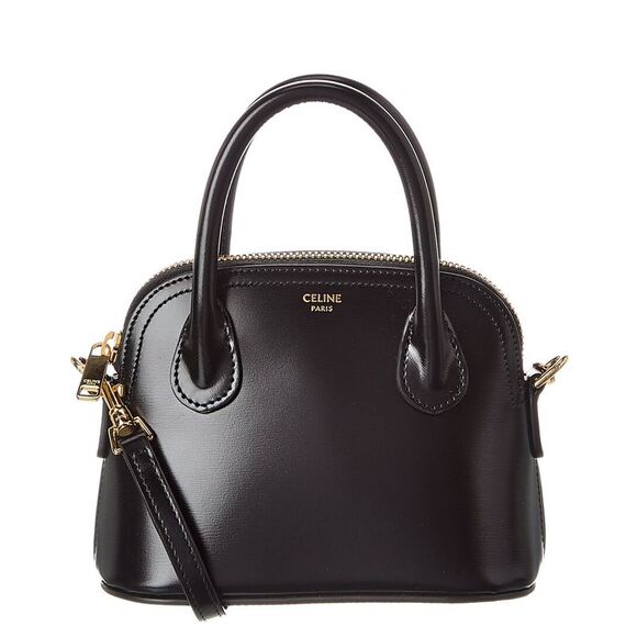 CELINE Handbags - Celine Honorine Mini Triomphe Leather Satchel, Black